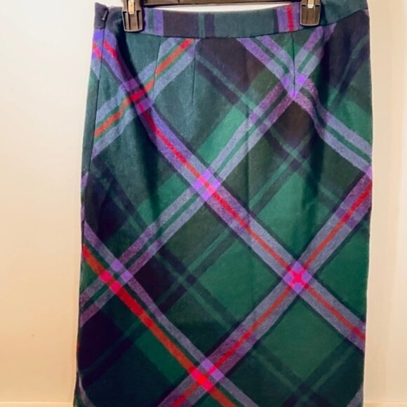 Tartan Jewel Tone Plaid Wool Eddie Bauer Skirt 6 - Picture 3 of 4